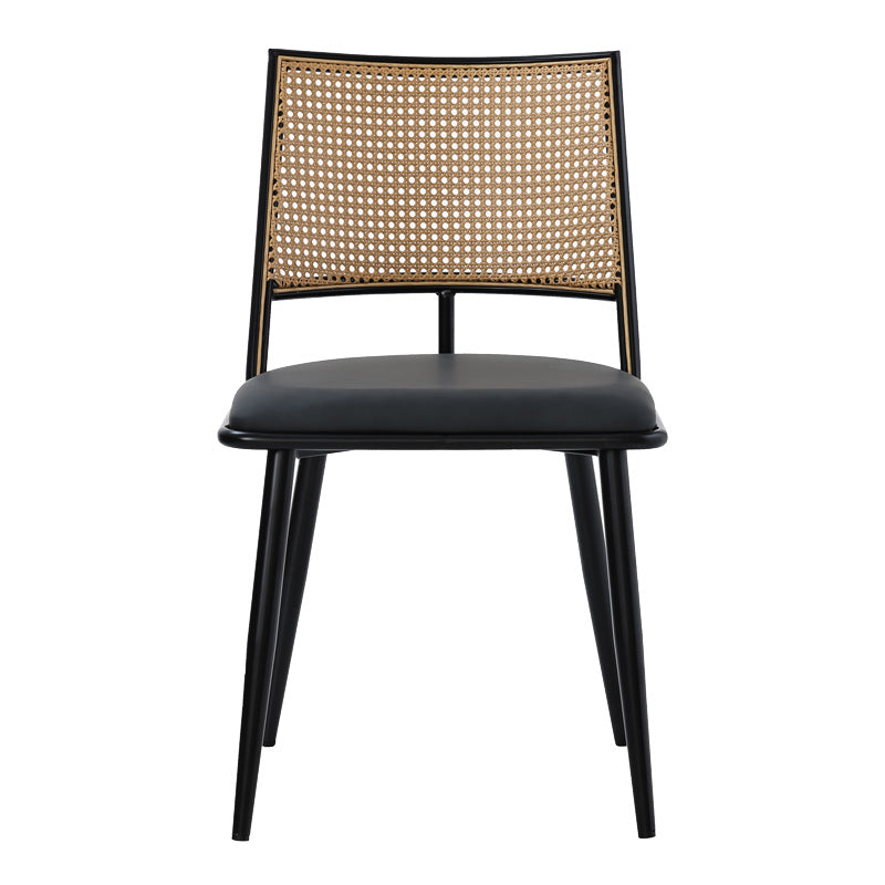 Καρέκλα Giulia  φυσικό pe rattan-ανθρακί pu-μαύρο μέταλλο 49x52x80εκ - Pakobazaar