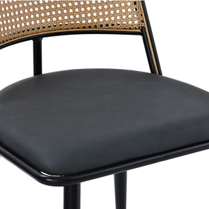 Καρέκλα Giulia  φυσικό pe rattan-ανθρακί pu-μαύρο μέταλλο 49x52x80εκ - Pakobazaar