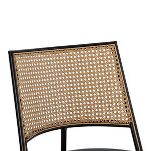 Καρέκλα Giulia  φυσικό pe rattan-ανθρακί pu-μαύρο μέταλλο 49x52x80εκ - Pakobazaar