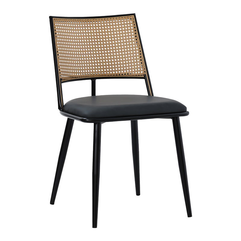Καρέκλα Giulia  φυσικό pe rattan-ανθρακί pu-μαύρο μέταλλο 49x52x80εκ - Pakobazaar
