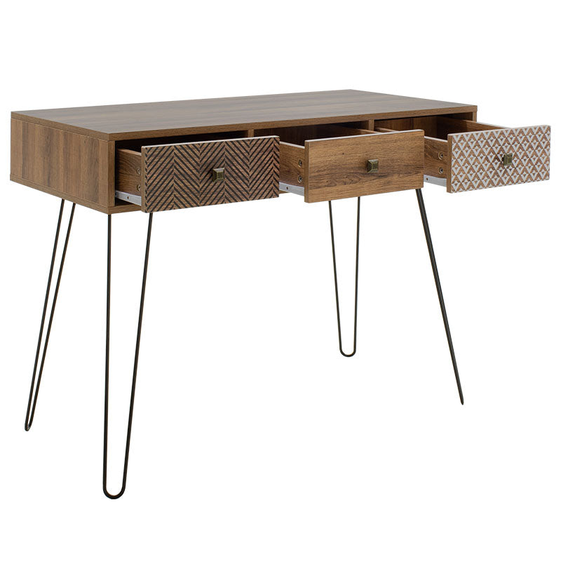 Κονσόλα Boho  καρυδί με μεταλλικά πόδια 100x50,5x74,5εκ - Pakobazaar