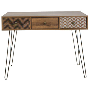 Κονσόλα Boho  καρυδί με μεταλλικά πόδια 100x50,5x74,5εκ - Pakobazaar