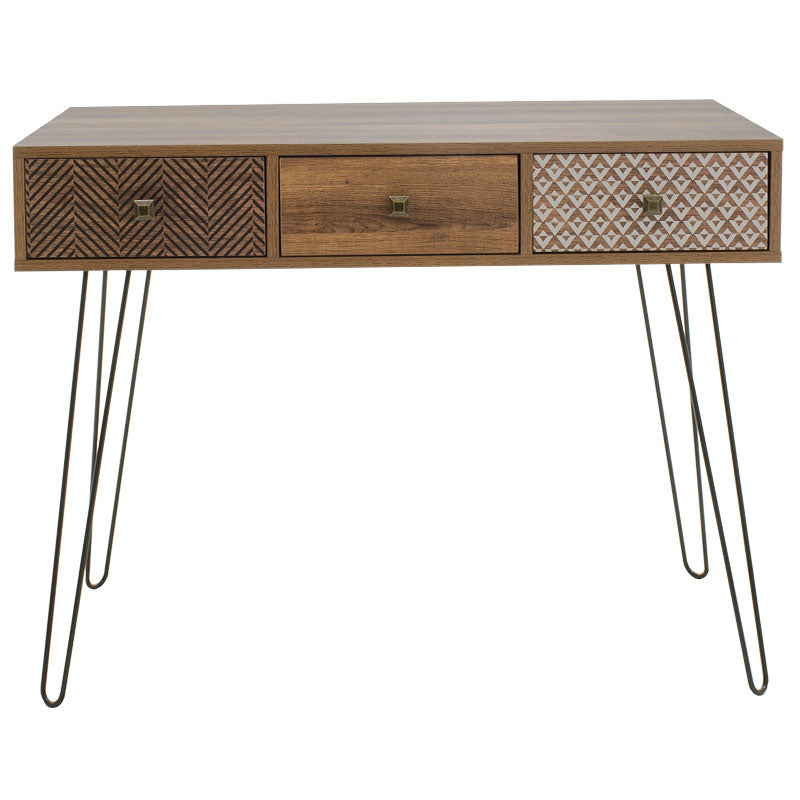 Κονσόλα Boho  καρυδί με μεταλλικά πόδια 100x50,5x74,5εκ - Pakobazaar