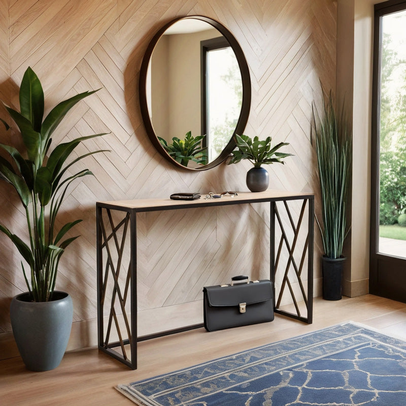 Κονσόλα Ivy  χρώμα καρυδί-μαύρο 120x35x75εκ - Pakobazaar