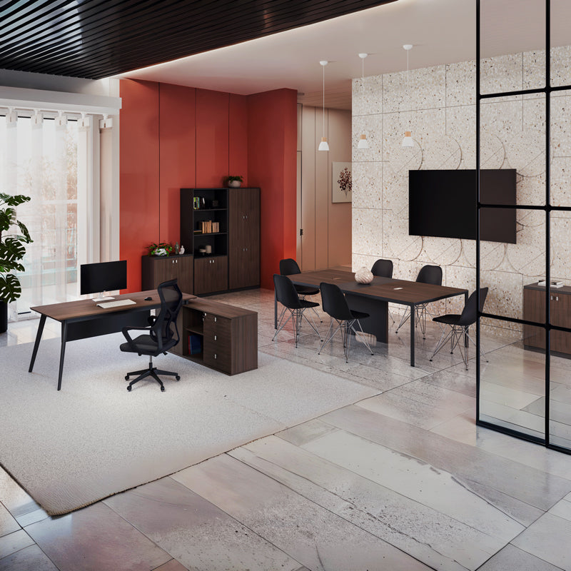 Ντουλάπι γραφείου επαγγελματικό χαμηλό Denith  ανθρακί-καρυδί 80x40x80εκ