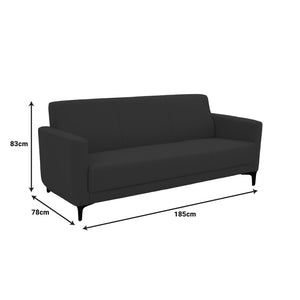 Καναπές τριθέσιος Sidica  PU σε μαύρη απόχρωση 185x78x83εκ - Image 7