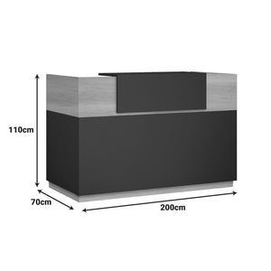 Γραφείο reception Lotus  σε χρώμα φυσικό - ανθρακί 200x70x110εκ - Pakobazaar