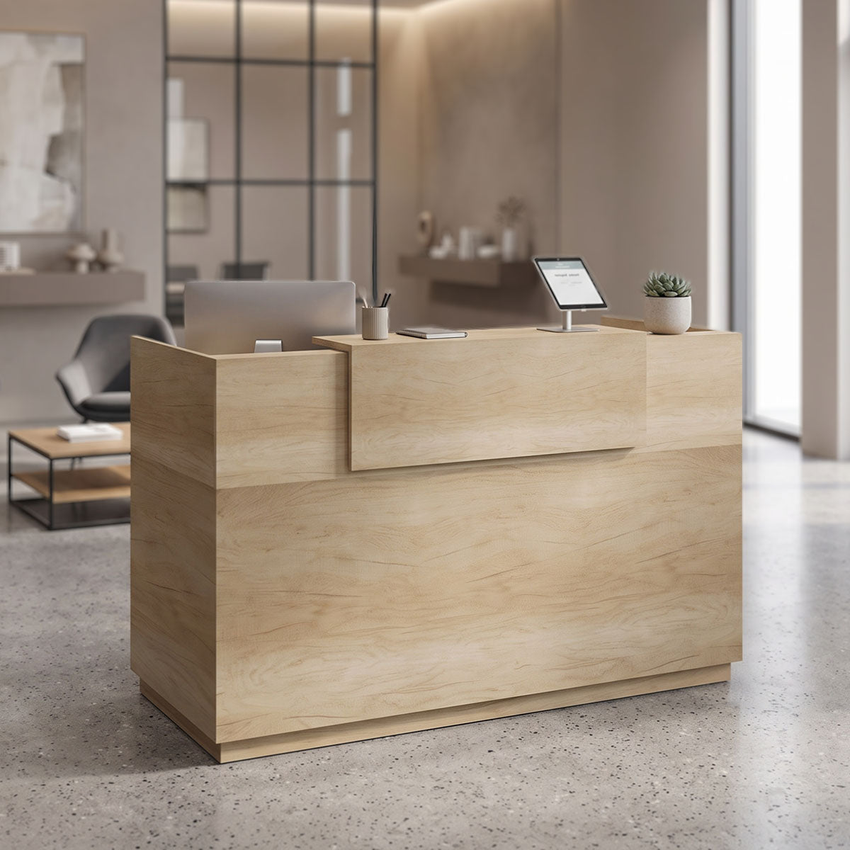 Γραφείο reception Lotus  σε χρώμα φυσικό 180x70x110εκ - Pakobazaar