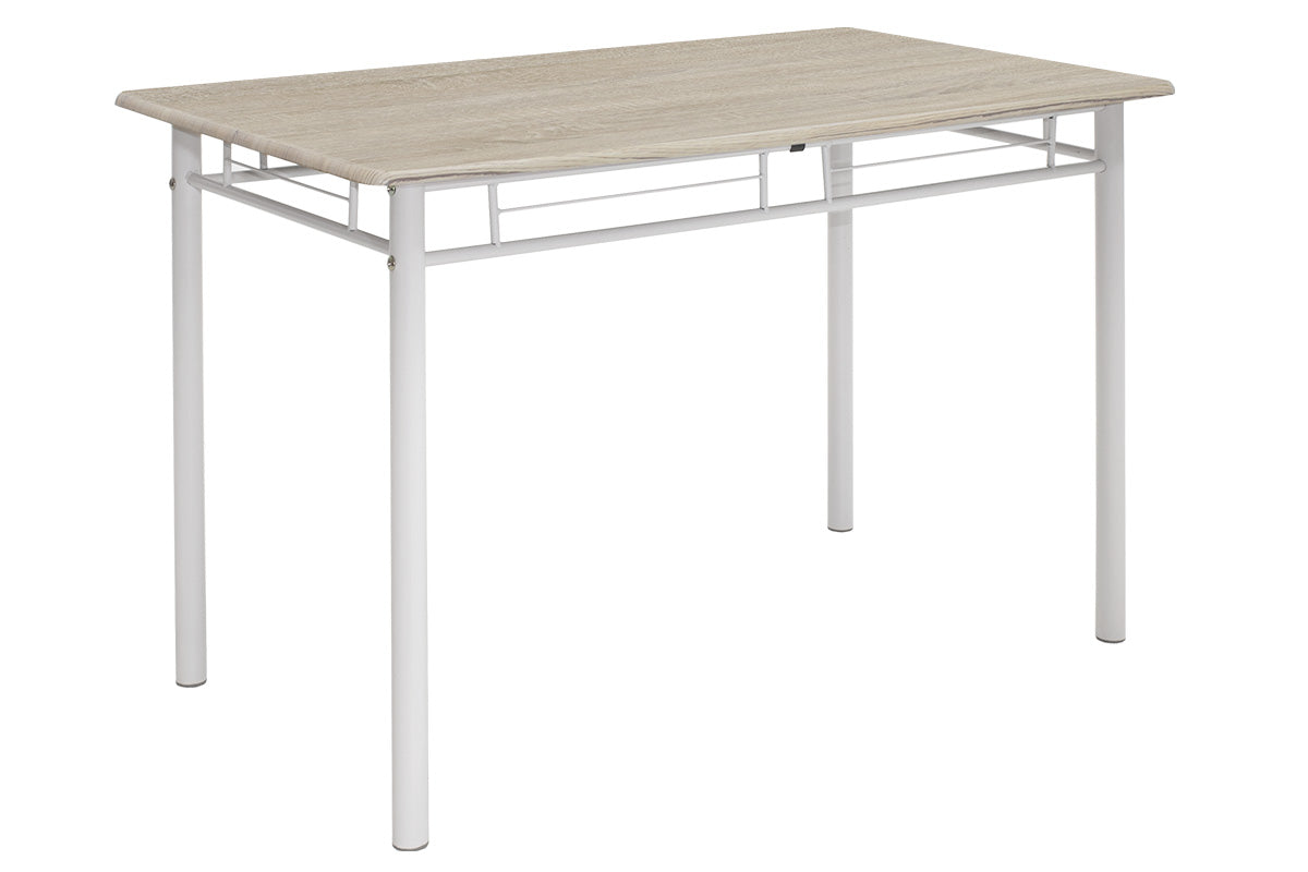 Τραπεζαρία Roza  σετ 5τμχ χρώμα sonoma - πόδια λευκό gloss 120x70x75εκ - Pakobazaar