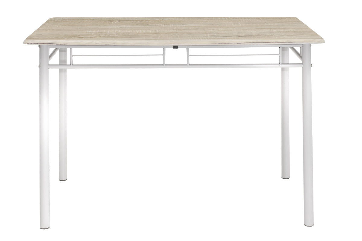 Τραπεζαρία Roza  σετ 5τμχ χρώμα sonoma - πόδια λευκό gloss 120x70x75εκ - Pakobazaar