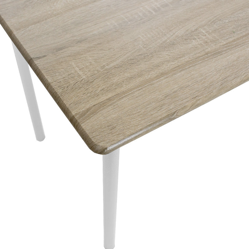 Τραπεζαρία Roza  σετ 5τμχ χρώμα sonoma - πόδια λευκό gloss 120x70x75εκ - Pakobazaar