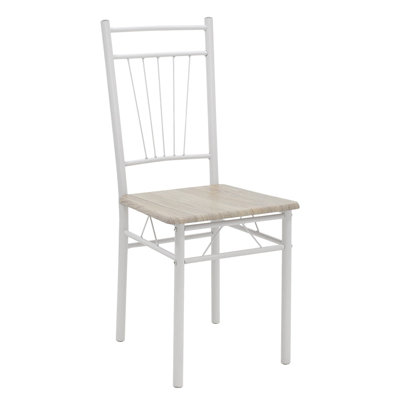 Τραπεζαρία Roza  σετ 5τμχ χρώμα sonoma - πόδια λευκό gloss 120x70x75εκ - Pakobazaar