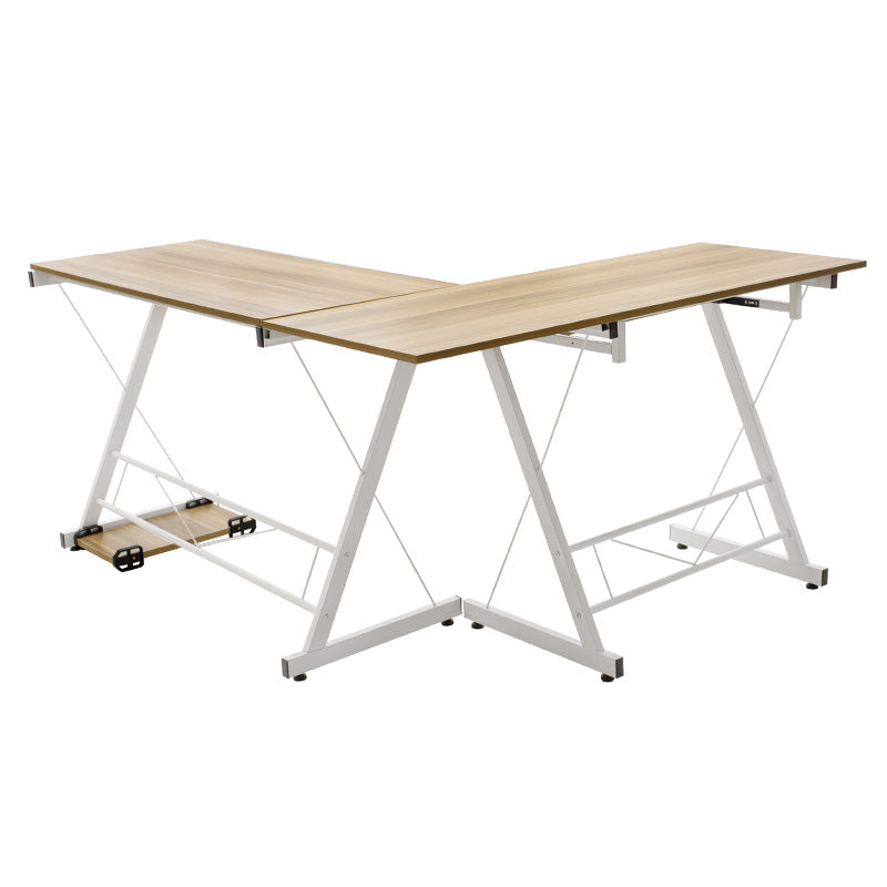 Γραφείο γωνιακό αναστρέψιμο Levi -MDF χρώμα oak-λευκό 158x120x73εκ