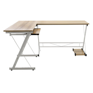 Γραφείο γωνιακό αναστρέψιμο Levi -MDF χρώμα oak-λευκό 158x120x73εκ