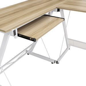 Γραφείο γωνιακό αναστρέψιμο Levi -MDF χρώμα oak-λευκό 158x120x73εκ