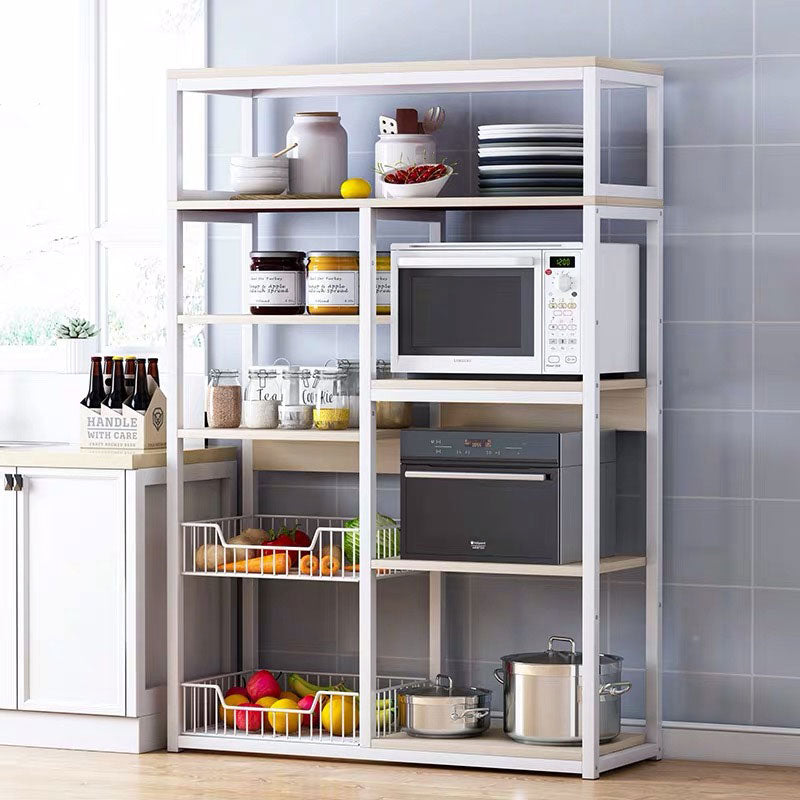 Ραφιέρα επιδαπέδια Leena  μέταλλο λευκό-φυσικό 80x30x142εκ - Image 2