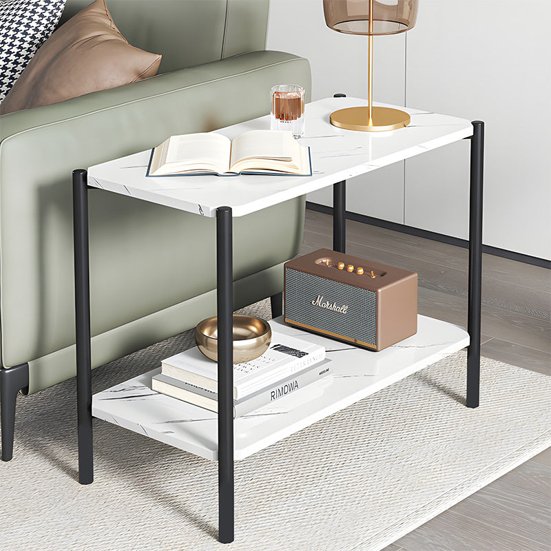 Βοηθητικό τραπέζι Mara MDF λευκό μαρμάρου-μαύρο 80x40x55cm - Pakobazaar