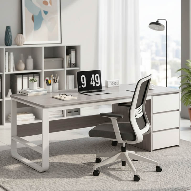 Γραφείο Salto  με συρταριέρα-MDF γκρι-λευκό 120x48x74εκ - Image 2