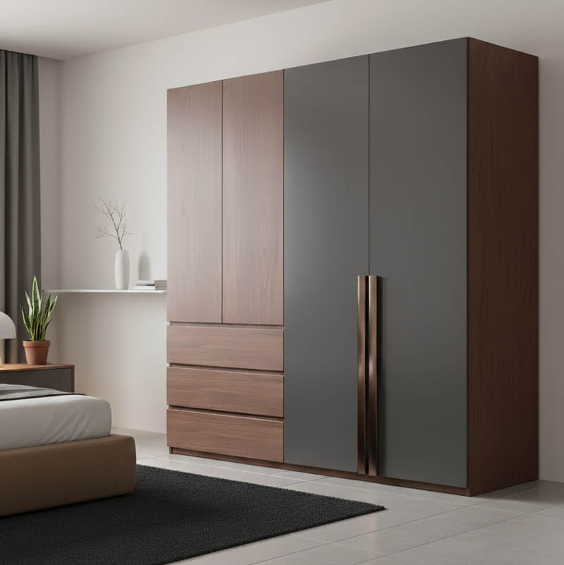 Ντουλάπα Sonlen  σε καρυδί-ανθρακί απόχρωση 160x52x195εκ - Image 2