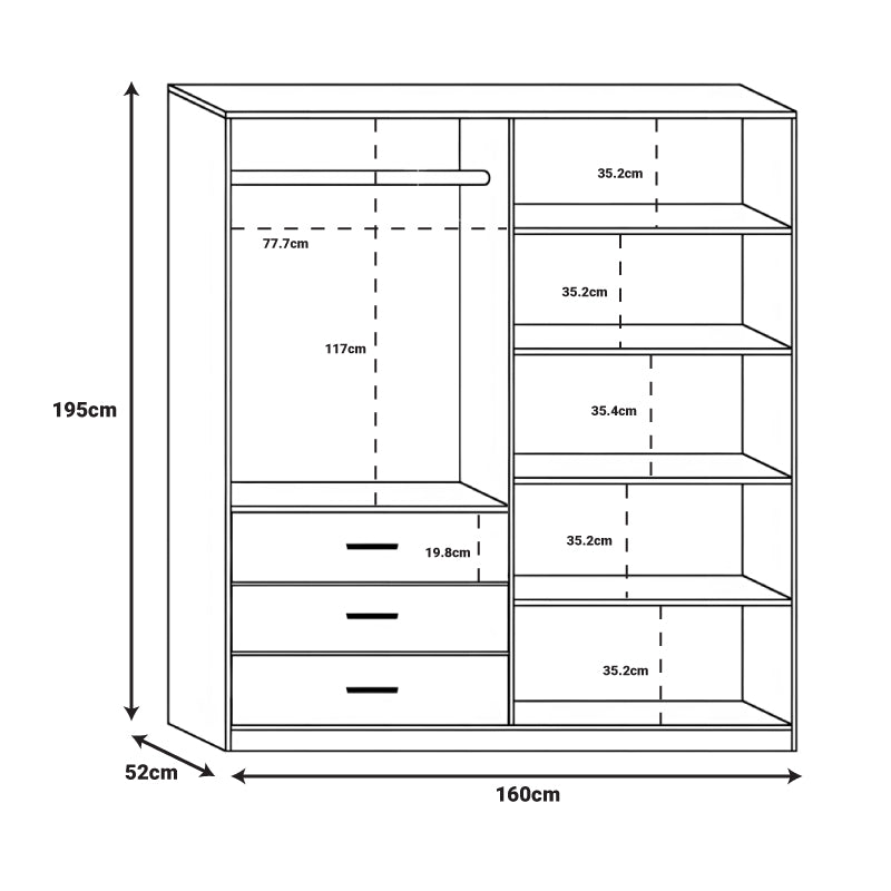 Ντουλάπα Sonlen  σε καρυδί-ανθρακί απόχρωση 160x52x195εκ - Image 3