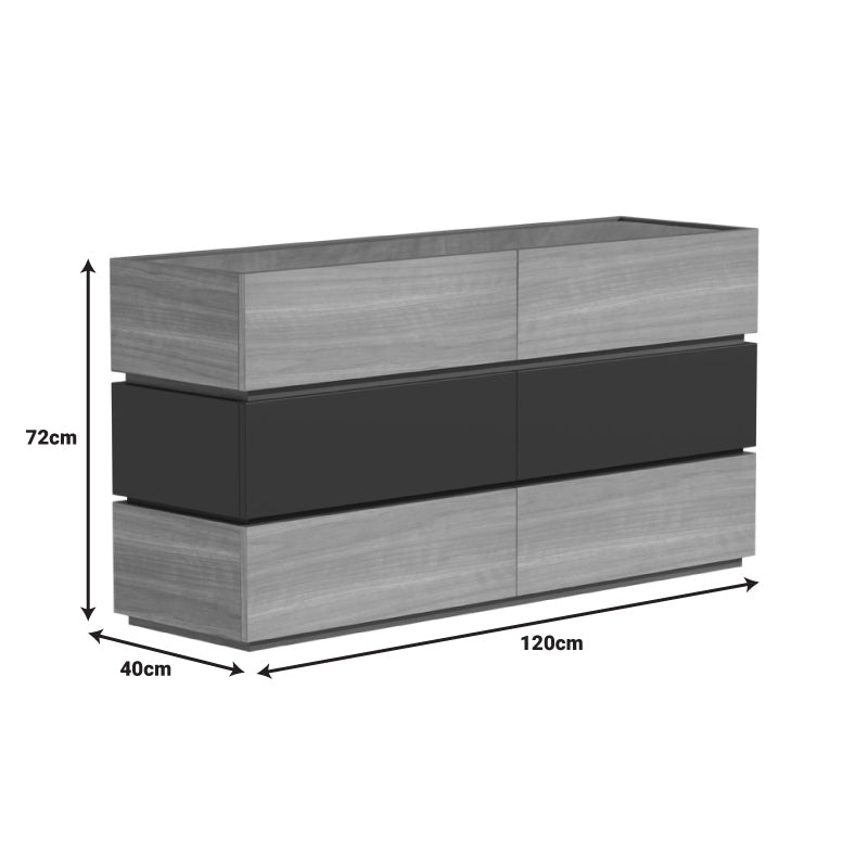 Συρταριέρα Sonlen  mdf σε ανθρακί-sonoma απόχρωση 120x40x72εκ - Image 3