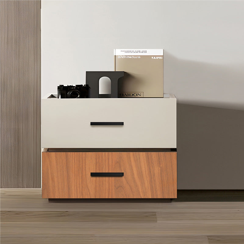 Κομοδίνο Sonlen  mdf σε καρυδί-μπεζ απόχρωση 60x40x44.5εκ - Pakobazaar
