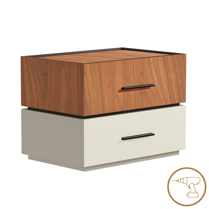 Κομοδίνο Sonlen  mdf σε καρυδί-μπεζ απόχρωση 60x40x44.5εκ - Pakobazaar