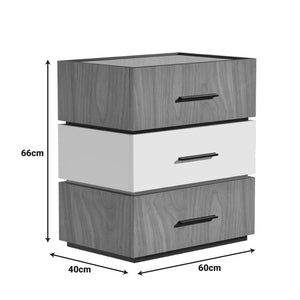 Κομοδίνο Sonlen  mdf σε καρυδί-μπεζ απόχρωση 60x40x66εκ - Pakobazaar