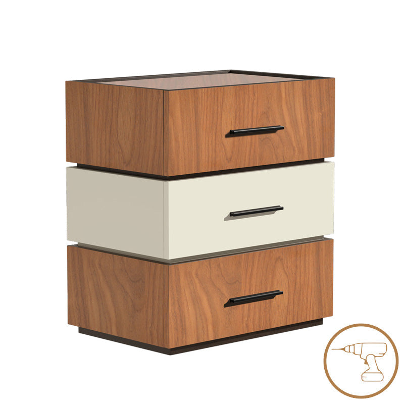 Κομοδίνο Sonlen  mdf σε καρυδί-μπεζ απόχρωση 60x40x66εκ - Pakobazaar