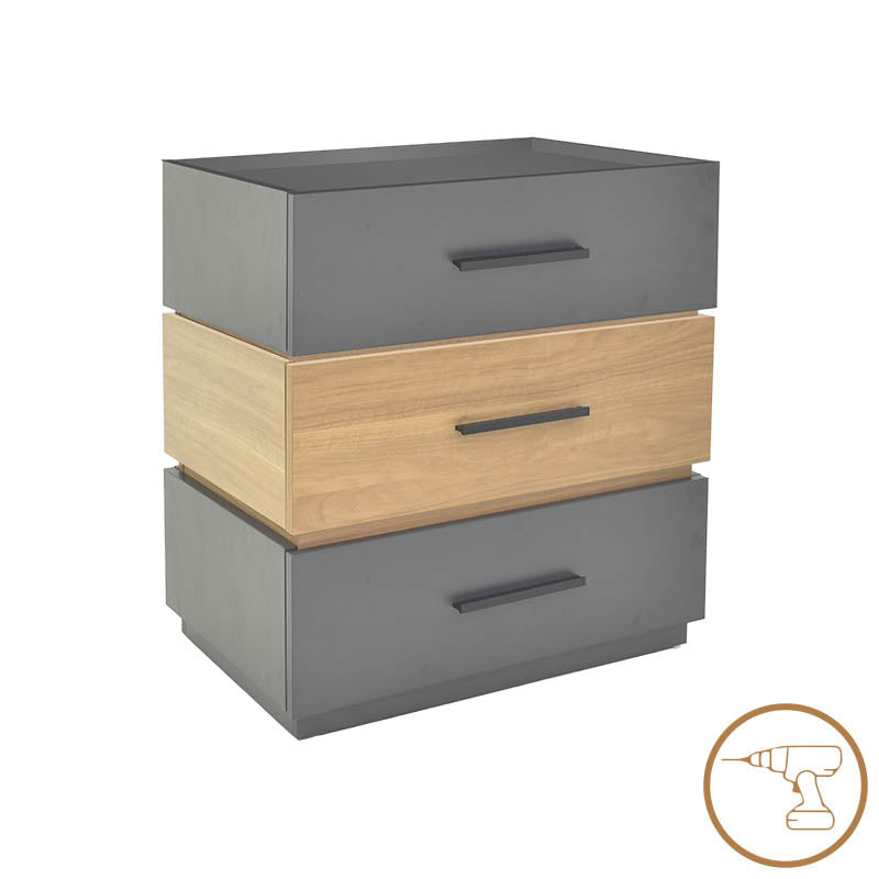 Κομοδίνο Sonlen  mdf σε sonoma-ανθρακί απόχρωση 60x40x66εκ - Pakobazaar