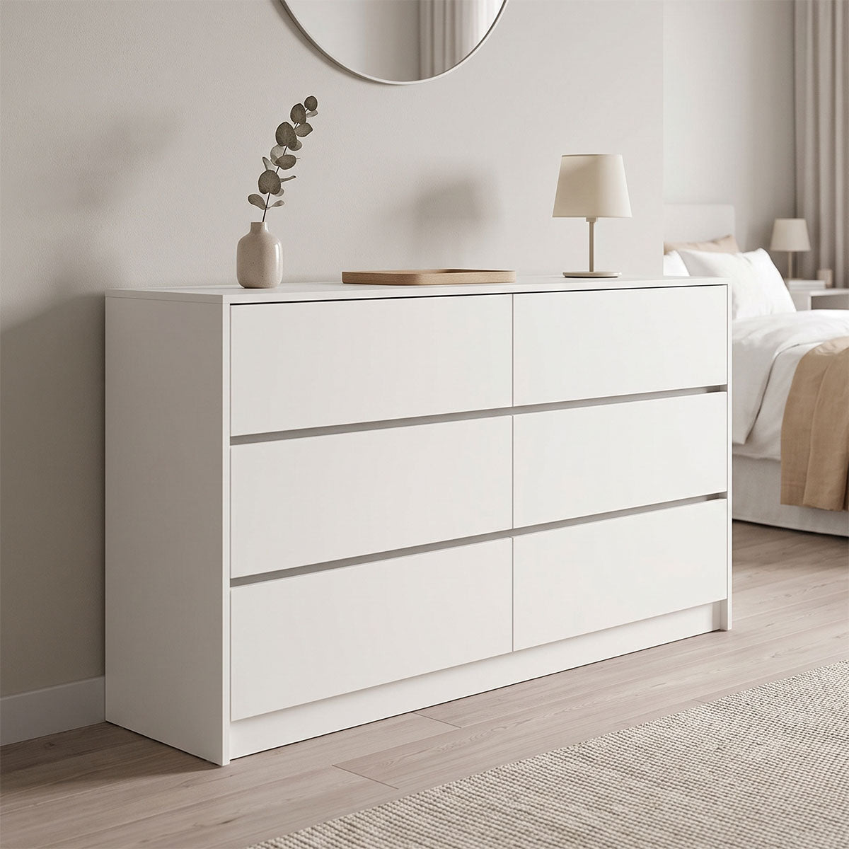 Συρταριέρα Kuanger  mdf σε λευκή απόχρωση 120x40x70εκ - Pakobazaar