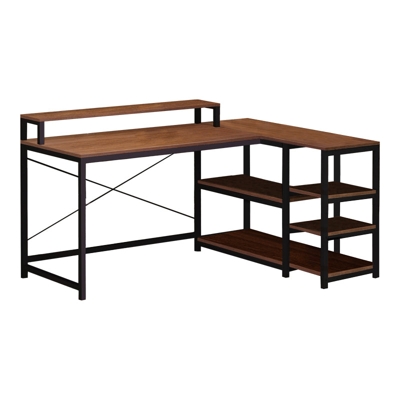 Γραφείο γωνιακό αναστρέψιμο Tebul  MDF-metal σε καρυδί απόχρωση 130x60x88εκ - Image 1