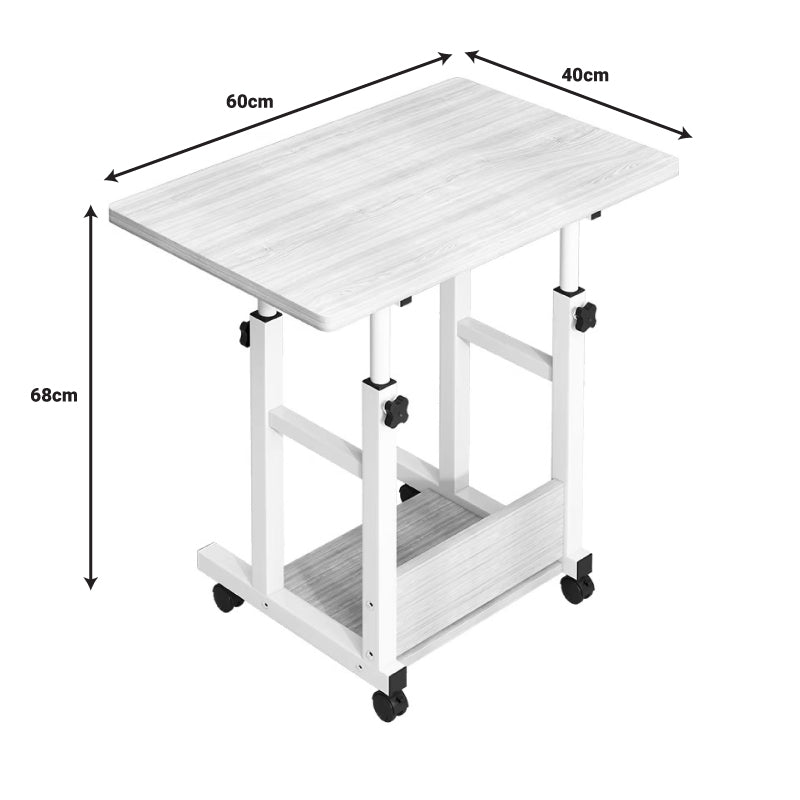 Γραφείο τροχήλατο Stolu  MDF-metal σε φυσικό-λευκό απόχρωση 60x40x68εκ - Image 3