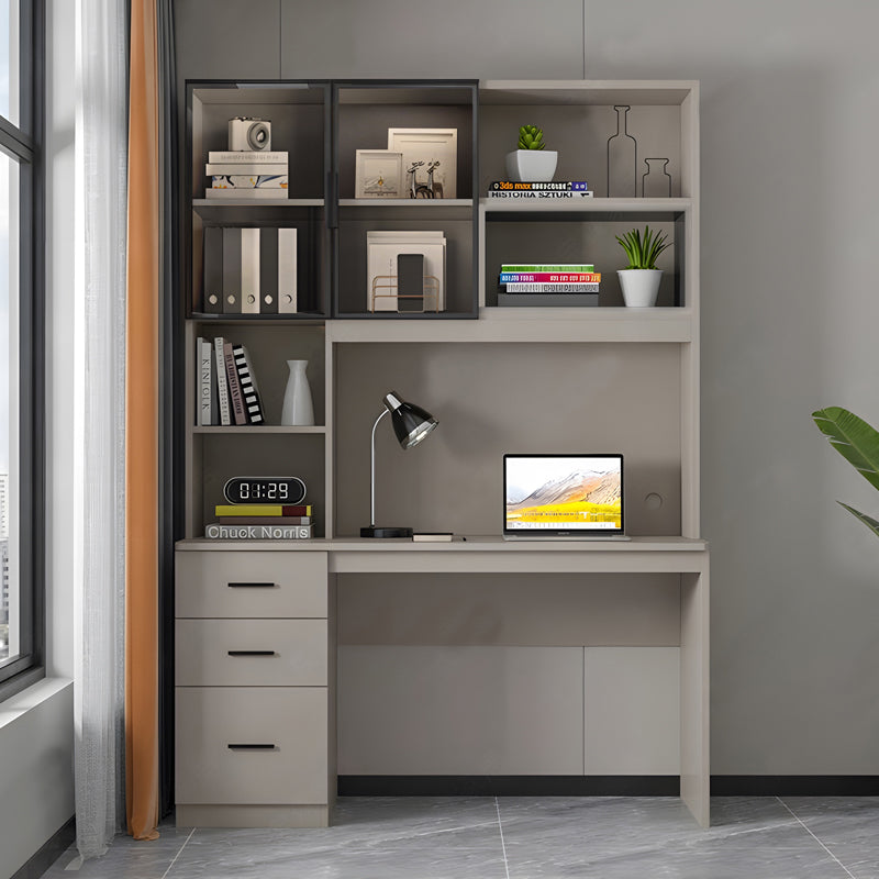 Γραφείο υπολογιστή με βιβλιοθήκη Citoro  mdf σε μπεζ απόχρωση 120x50x180εκ - Image 2