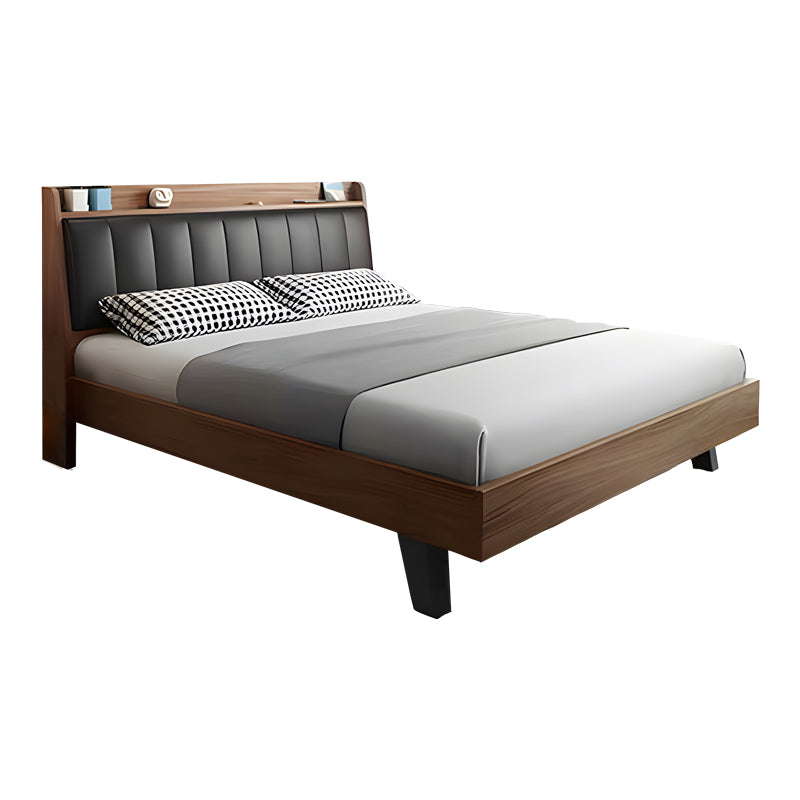 Κρεβάτι Frankly  mdf-pu σε καρυδί-μαύρο απόχρωση 150x200εκ - Pakobazaar