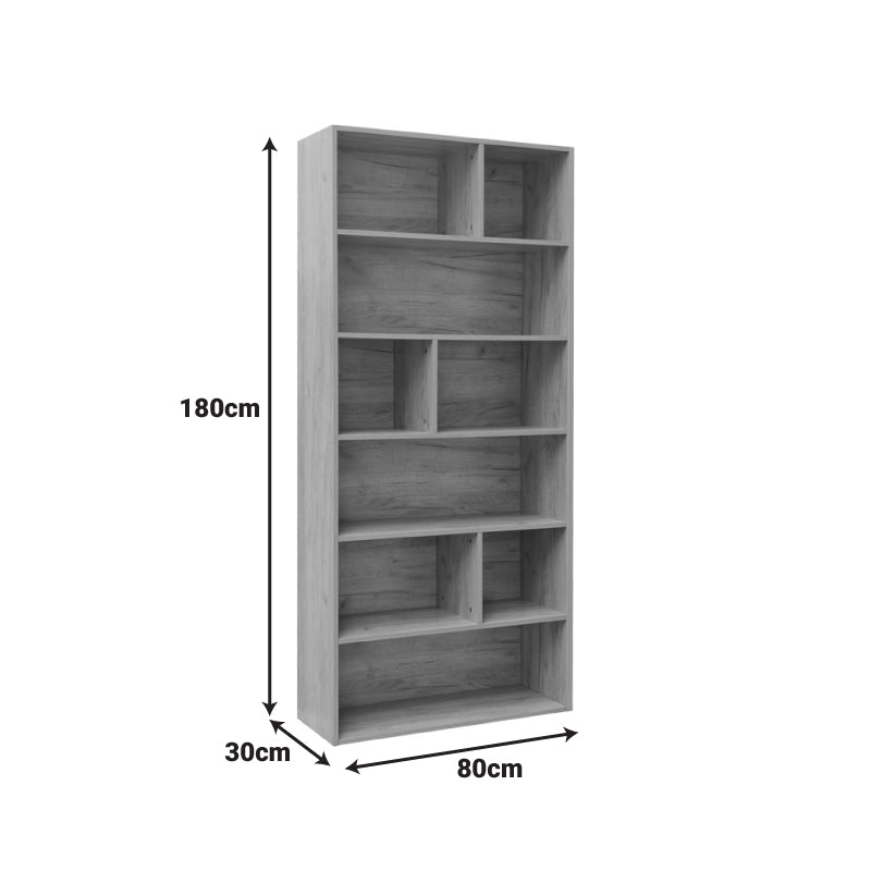 Βιβλιοθήκη Evergin  mdf σε oak απόχρωση 80x30x180εκ - Pakobazaar