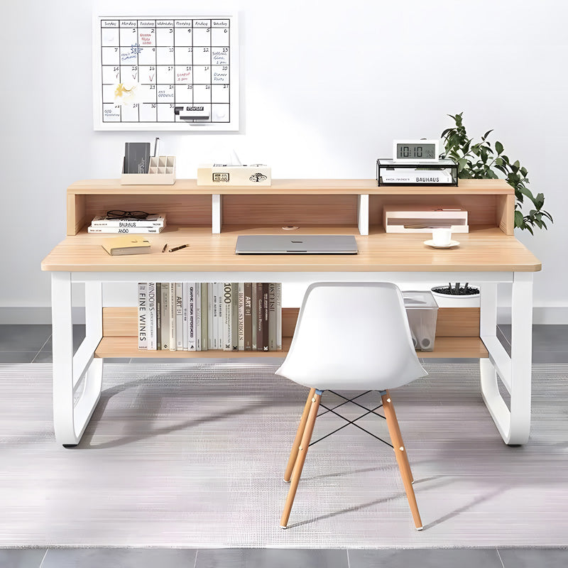 Γραφείο εργασίας Evrepy  mdf σε oak απόχρωση με λευκό μέταλλο 100x60x83εκ - Pakobazaar