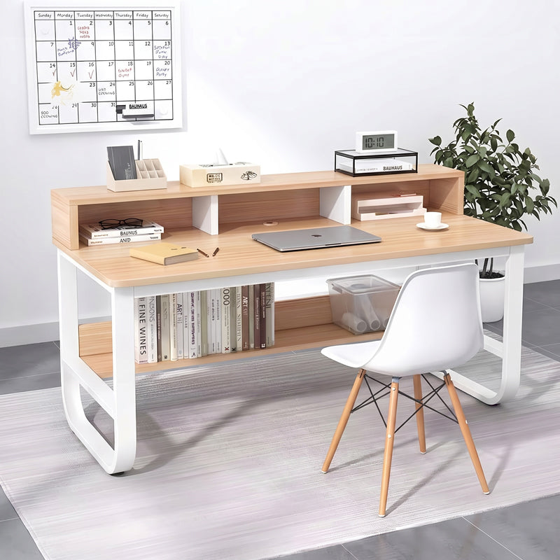 Γραφείο εργασίας Evrepy  mdf σε oak απόχρωση με λευκό μέταλλο 100x60x83εκ - Pakobazaar