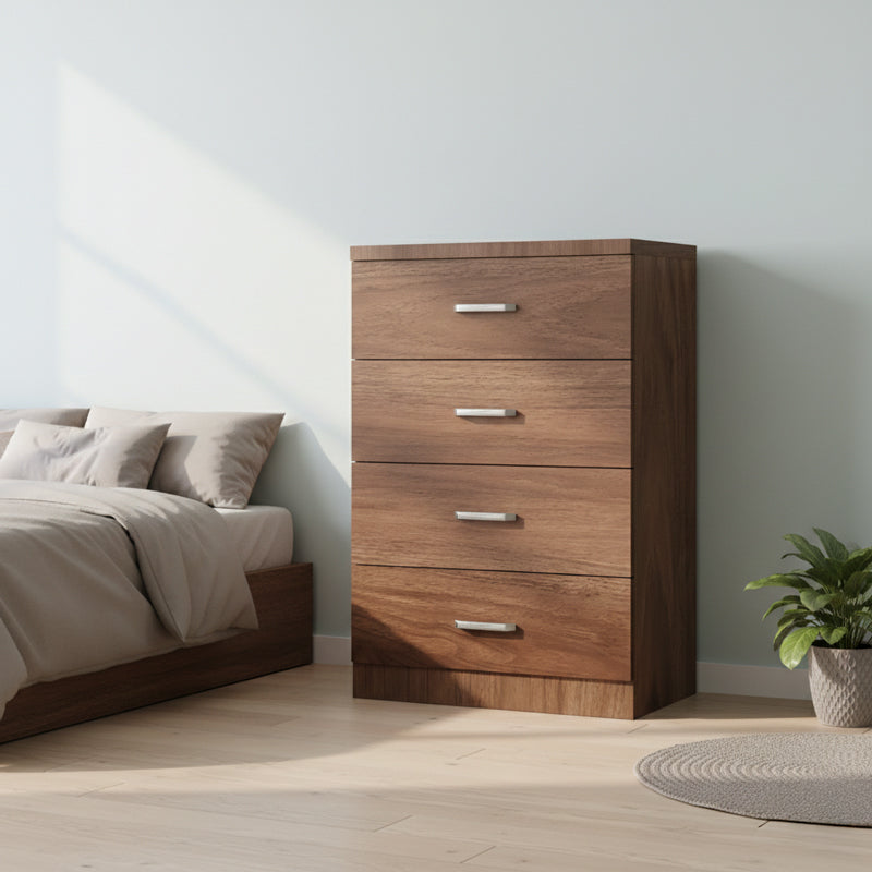 Συρταριέρα Killian  με 4 συρτάρια καρυδί 80x40x80εκ - Pakobazaar