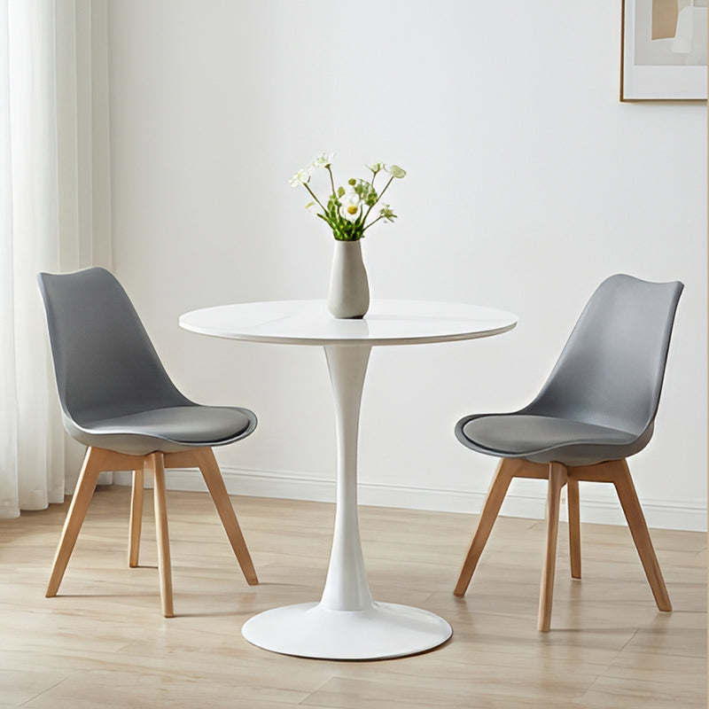 Τραπέζι Balou I  sintered stone-mdf σε λευκό μαρμάρου Φ70x74εκ - Pakobazaar