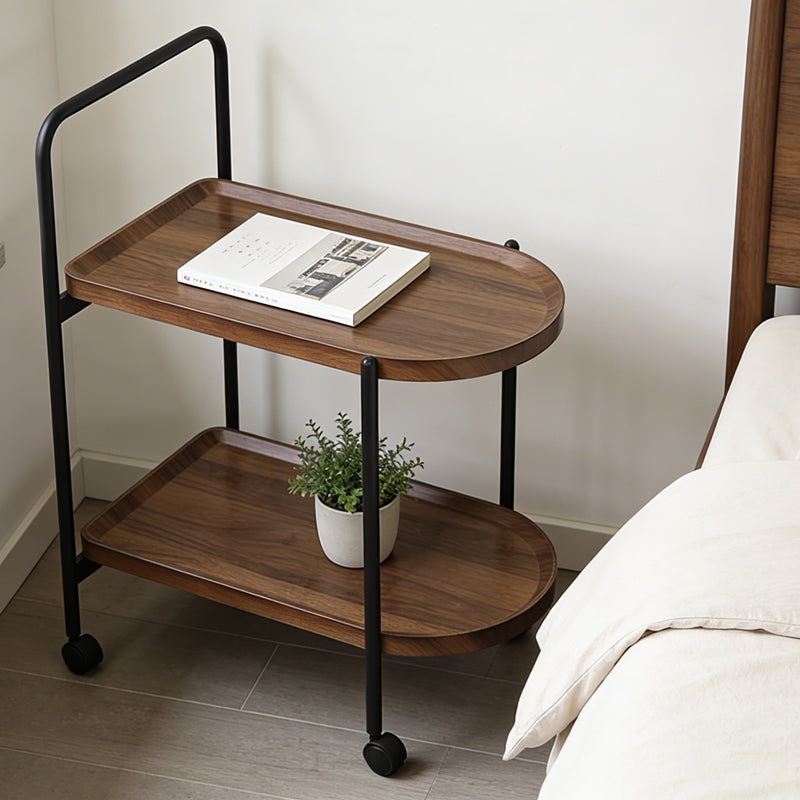 Βοηθητικό τραπέζι Whelea  τροχήλατο mdf-μέταλλο καρυδί-μαύρο 40x60x69εκ - Pakobazaar