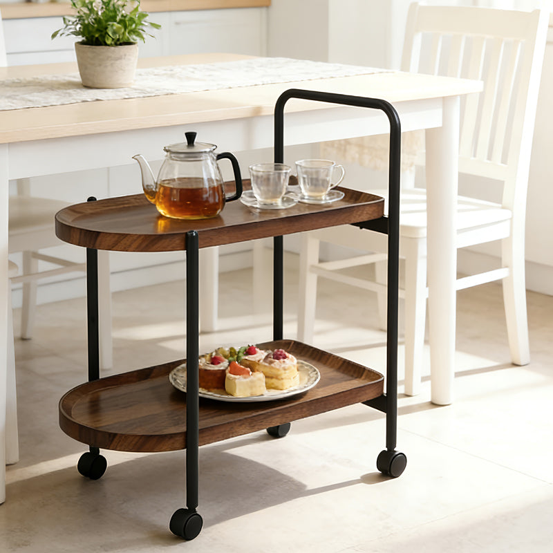 Βοηθητικό τραπέζι Whelea  τροχήλατο mdf-μέταλλο καρυδί-μαύρο 40x60x69εκ - Pakobazaar