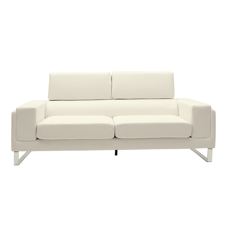 Καναπές Shea  3θέσιος PU ivory-inox 198x80x87εκ - Pakobazaar