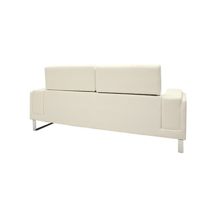 Καναπές Shea  3θέσιος PU ivory-inox 198x80x87εκ - Pakobazaar
