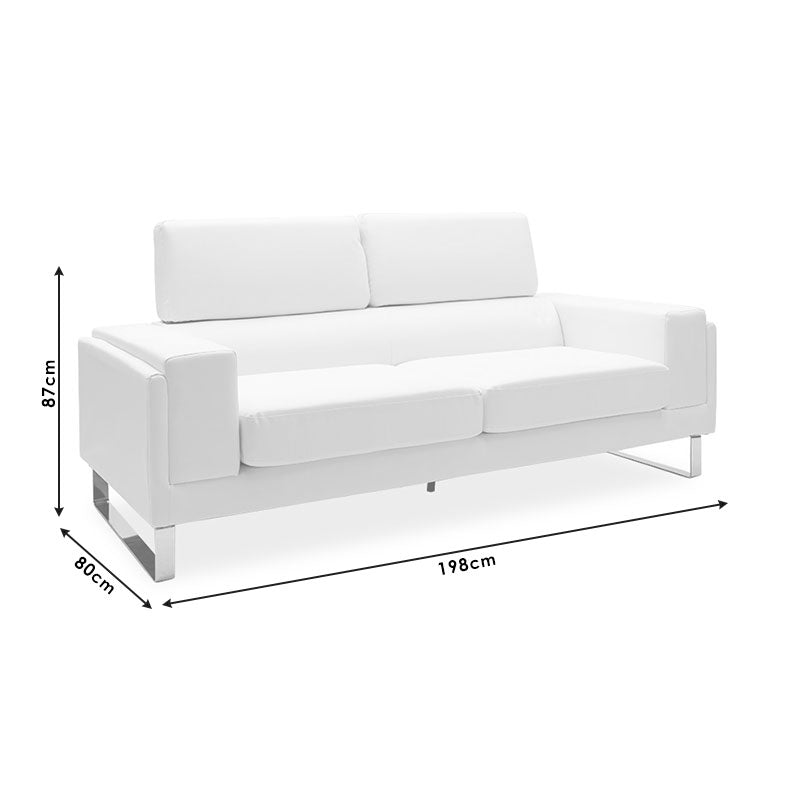 Καναπές Shea  3θέσιος PU ivory-inox 198x80x87εκ - Pakobazaar