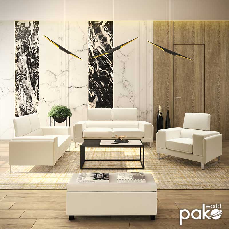 Καναπές Shea  2θέσιος PU ivory-inox 158x80x87εκ - Pakobazaar