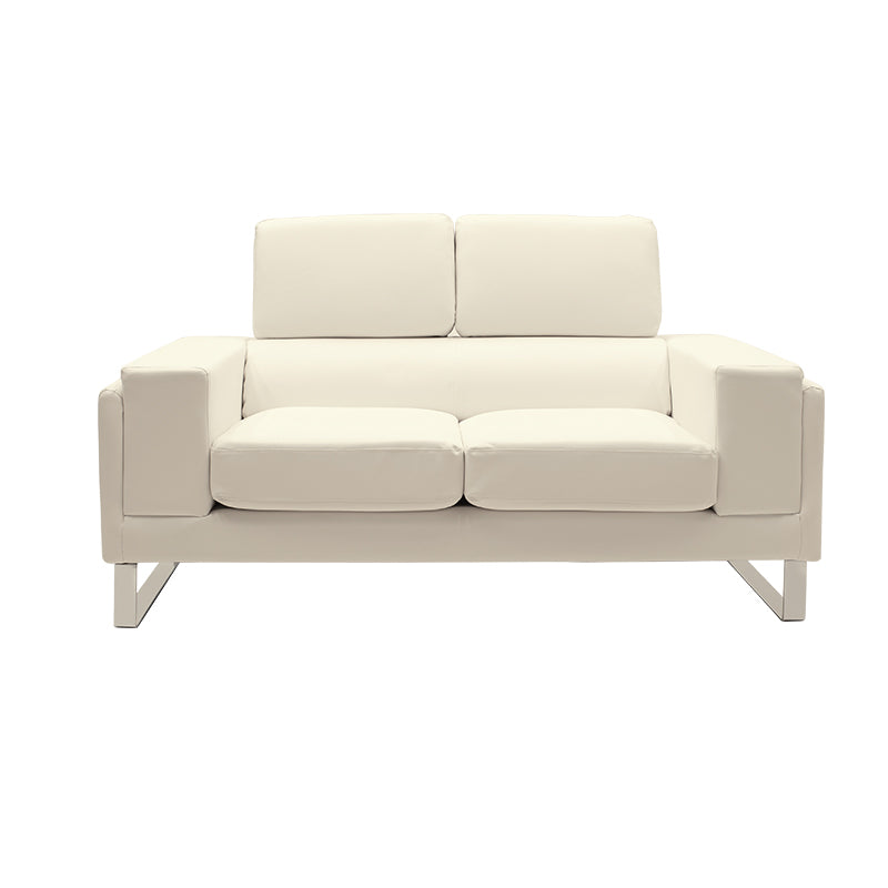 Καναπές Shea  2θέσιος PU ivory-inox 158x80x87εκ - Pakobazaar