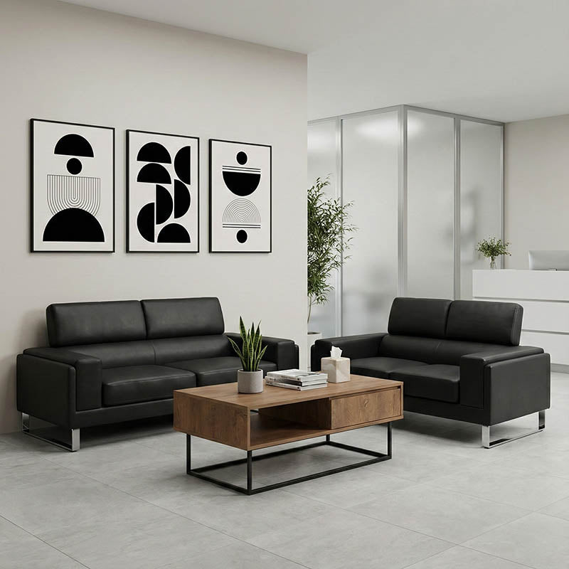 Σετ σαλονιού Shea  2τεμ pu σε μαύρη απόχρωση - Image 1