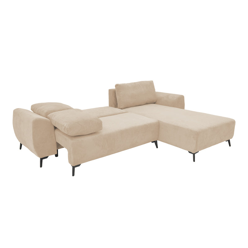 Kαναπές κρεβάτι τριθέσιος αναστρέψιμος Settee  ύφασμα με αποθηκευτικό χώρο σε μπεζ απόχρωση 286x204x93εκ - Pakobazaar
