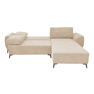 Kαναπές κρεβάτι τριθέσιος αναστρέψιμος Settee  ύφασμα με αποθηκευτικό χώρο σε μπεζ απόχρωση 286x204x93εκ - Pakobazaar